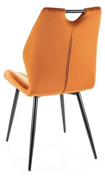 Scaun ARCO, caramiziu/negru, stofa catifelata/metal, 51x43x91 cm
