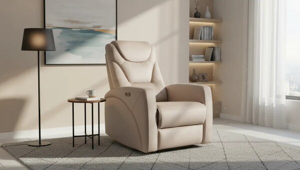Fotoliu recliner KRONOS, stofa catifelata bej- Bluvel 40, 79x94/159x10