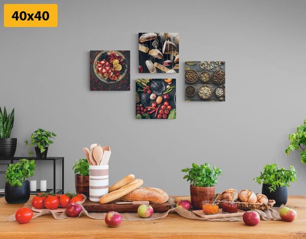 Set tablouri specialități pe fundal întunecat