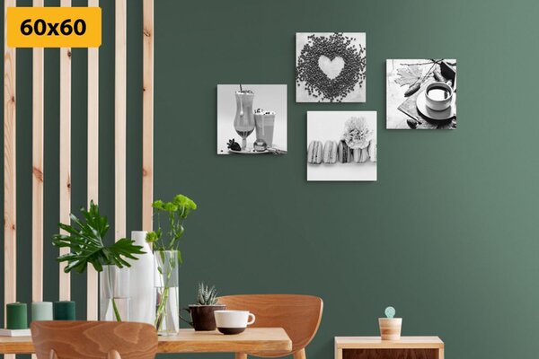 Set tablouri băuturi cu plăcere dulce în design alb-negru