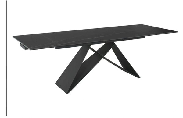Masa extensibila WESTIN, negru, sticla/metal, 160-240x90x77 cm