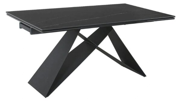 Masa extensibila WESTIN, negru, sticla/metal, 160-240x90x77 cm