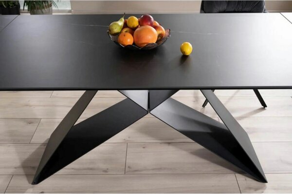 Masa extensibila WESTIN, negru, sticla/metal, 160-240x90x77 cm