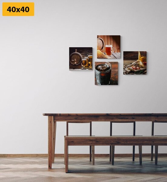 Set tablouri băuturi cu gustări gustoase