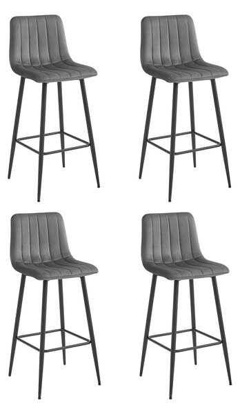 Set 4 Scaune Bar Zargo Catifea Gri Inchis