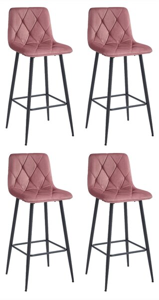 Set 4 Scaune Bar Fido Catifea Roz