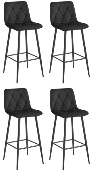 Set 4 Scaune Bar Fido Catifea Negru
