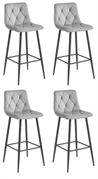 Set 4 Scaune Bar Fido Catifea Gri Deschis