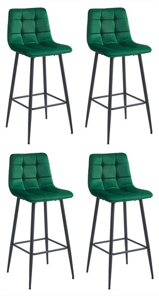 Set 4 Scaune Bar Simon Catifea Verde