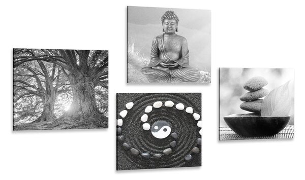 Set tablouri Feng Shui în stilul alb-negru