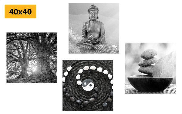 Set tablouri Feng Shui în stilul alb-negru