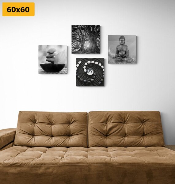 Set tablouri Feng Shui în stilul alb-negru