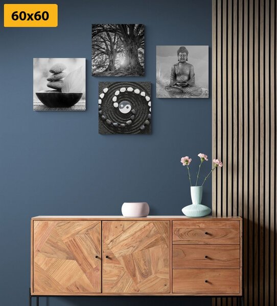 Set tablouri Feng Shui în stilul alb-negru