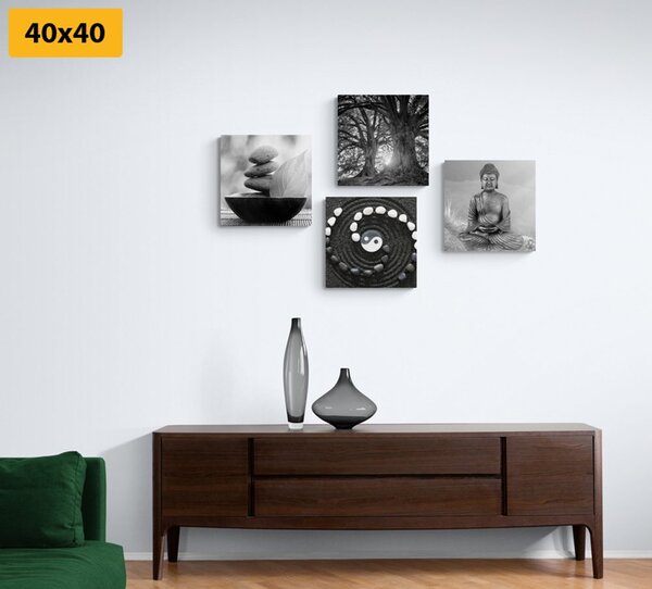 Set tablouri Feng Shui în stilul alb-negru