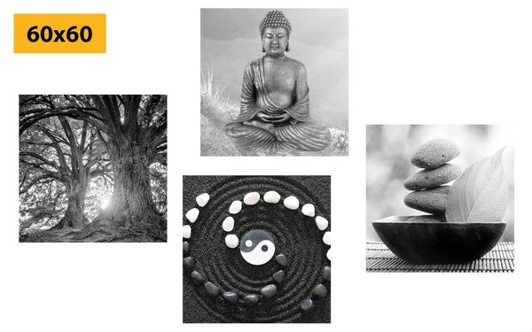 Set tablouri Feng Shui în stilul alb-negru
