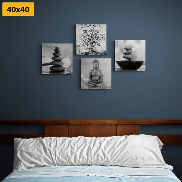 Set tablouri în motivul Feng Shui alb-negru