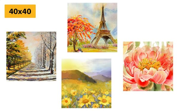 Set tablouri pictură în ulei în design romantic