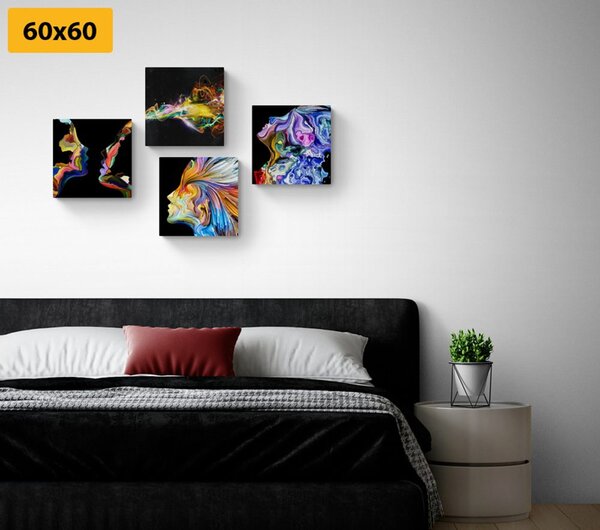 Set tablouri abstracția colorată pe fundalul negru