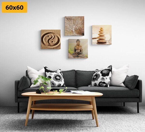 Set tablouri Feng Shui în nuanțe bej