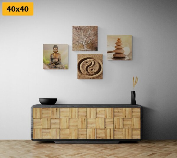Set tablouri Feng Shui în nuanțe bej