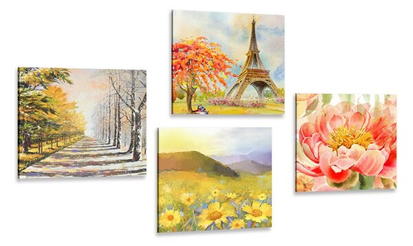 Set tablouri pictură în ulei în design romantic