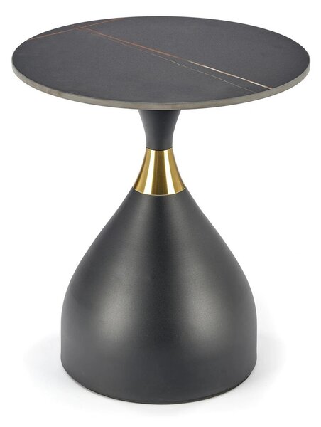 Masuta de cafea metal/ceramica SCALITA, negru cu efect de marmura/auri