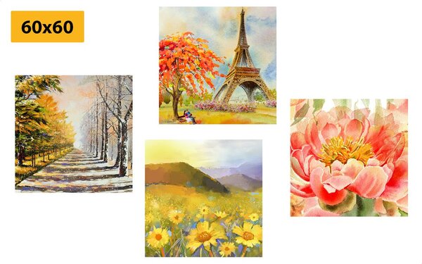 Set tablouri pictură în ulei în design romantic