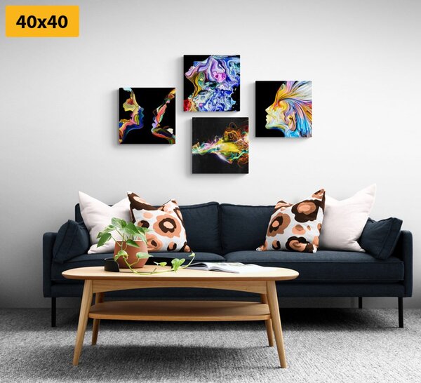 Set tablouri abstracția colorată pe fundalul negru