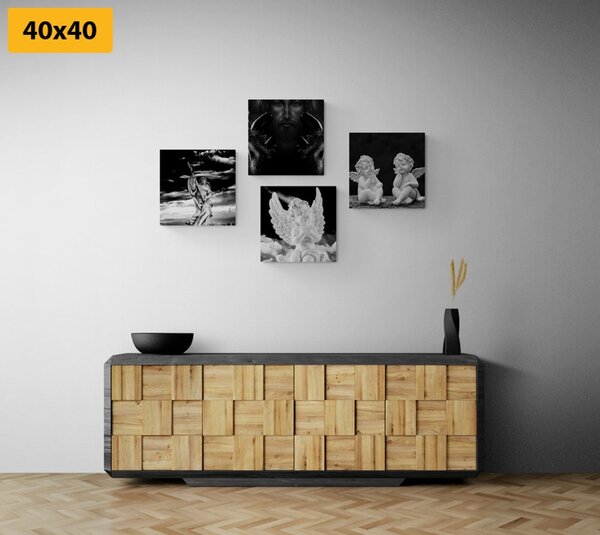 Set tablouri bucuria cerească în design alb-negru