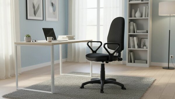 Scaun birou BRAVO, negru, stofa, 59x56x96/108 cm