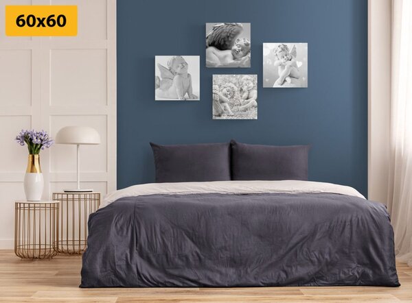 Set tablouri armonia de îngeri în design alb-negru