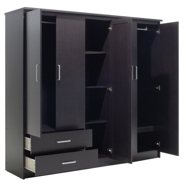 Dulap Olympus Cu 5 Uși Și Sertare + Oglindă Culoare Wenge 198x57x183 cm