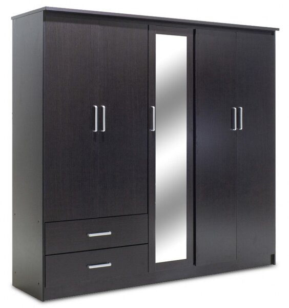 Dulap Olympus Cu 5 Uși Și Sertare + Oglindă Culoare Wenge 198x57x183 cm
