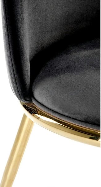 Scaun K460, negru/auriu, stofa catifelata, 49x54x84 cm