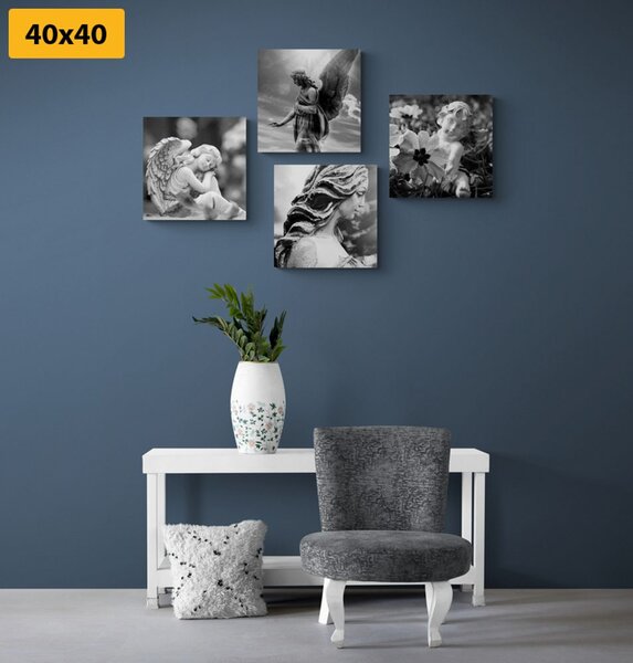 Set tablouri armonia cerească în design alb-negru