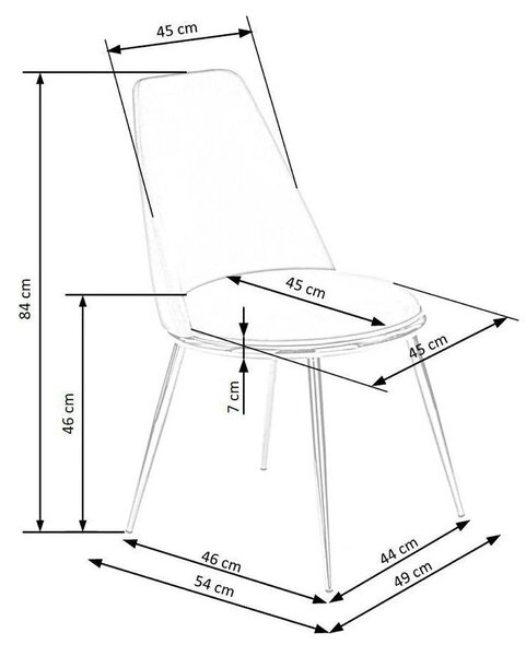 Scaun K460, negru/auriu, stofa catifelata, 49x54x84 cm