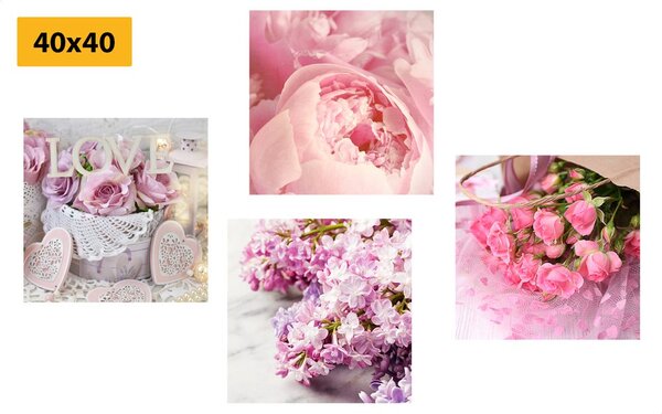 Set tablouri natura moartă delicată a florilor