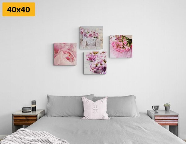 Set tablouri natura moartă delicată a florilor