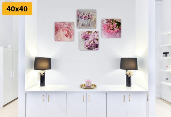 Set tablouri natura moartă delicată a florilor