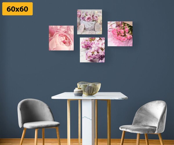 Set tablouri natura moartă delicată a florilor