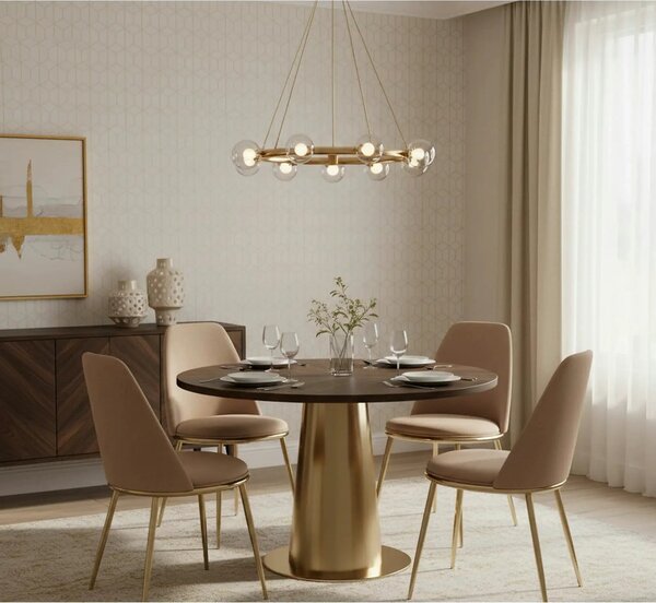 Scaun bej tapitat K460, stofa catifelata, 49x54x84 cm