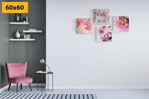 Set tablouri natura moartă delicată a florilor
