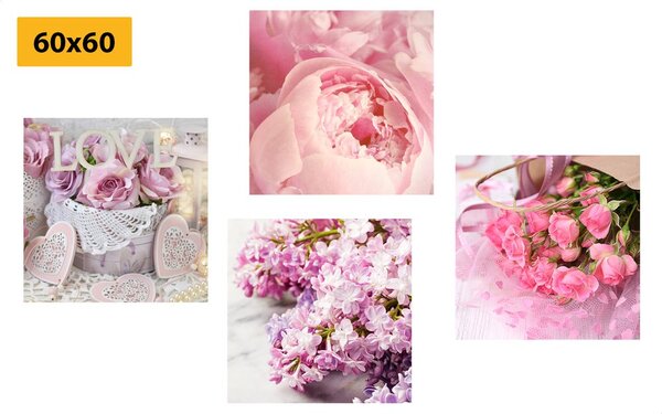 Set tablouri natura moartă delicată a florilor