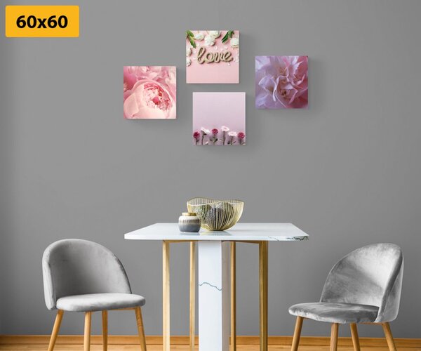 Set tablouri flori în nuanță roz delicată