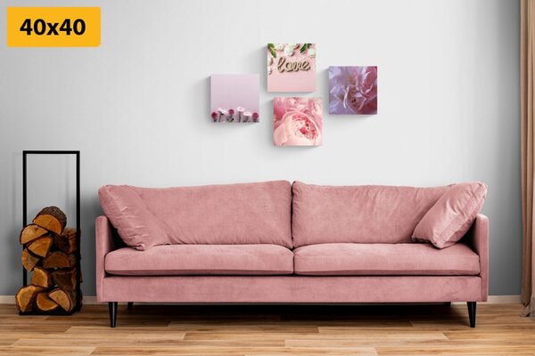 Set tablouri flori în nuanță roz delicată
