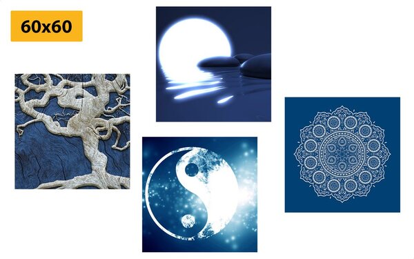 Set tablouri Feng Shui în design albastru