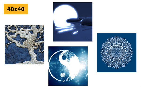 Set tablouri Feng Shui în design albastru