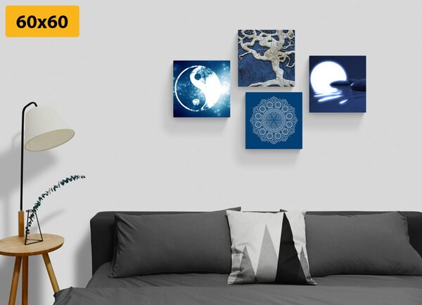 Set tablouri Feng Shui în design albastru