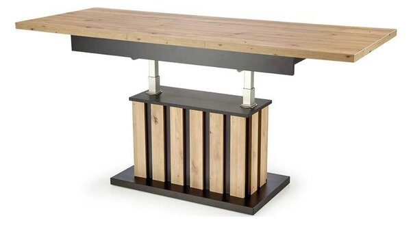 Masa extensibila BARETTI, stejar artisan/negru, PAL furniruit, 130/170