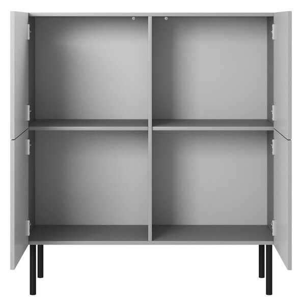 Comoda ASENSIO, gri mat/negru, PAL laminat, 100x42x110 cm